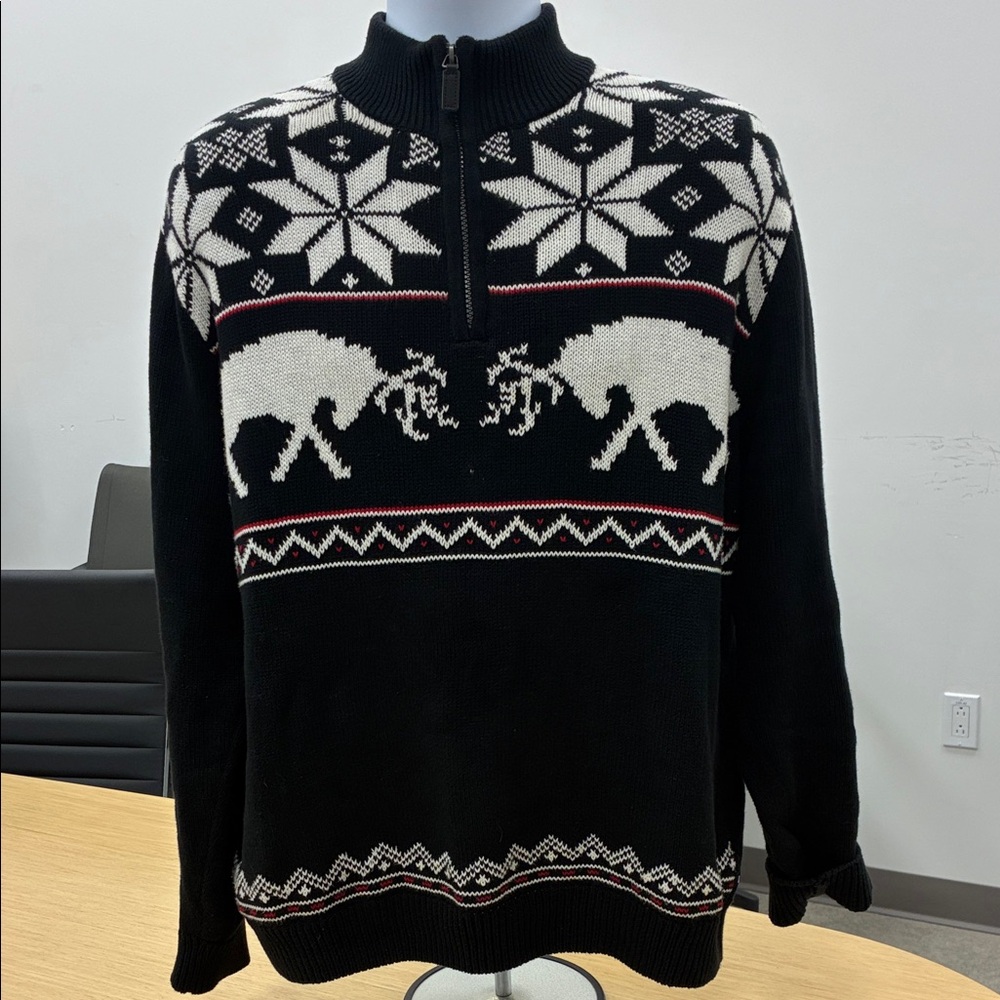 Men's vintage Chaps Black and White cotton Nordic Sweater